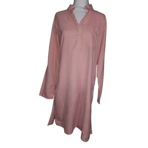 Tunic Dress Long Sleeve Casual Shirt Dress Pink Size 38 Lien/Cotton Blend